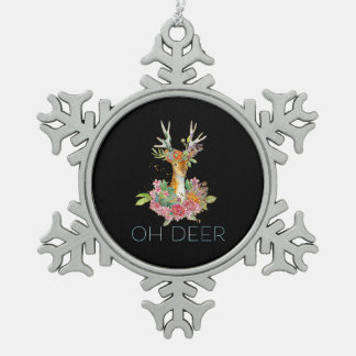 Oh Hirsch Süße Farbige Hirsch Minimal Design  Schneeflocken Zinn-Ornament