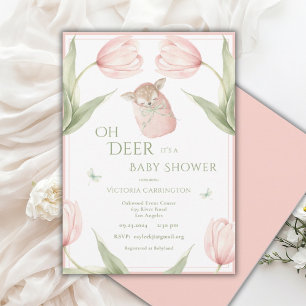 Oh Hirsch Tulpen Rosa Babyparty Einladung