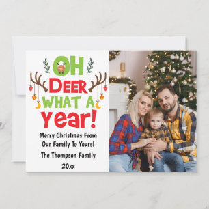 Oh Hirsch, was für ein Jahr 2026 Familienfoto Weih Feiertagskarte