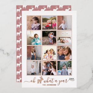 Oh Hirsch, was für ein Jahr Fotocollage Rosen gold Folien Feiertagskarte