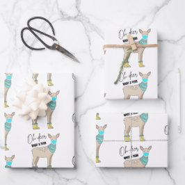 Oh, Hirsch, was für ein Jahr Papier-Blätter umhüll Geschenkpapier Set