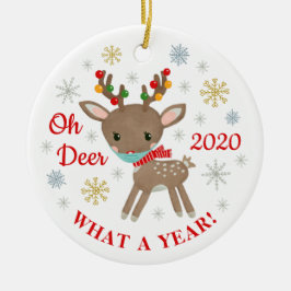 Oh, Hirsch, was für ein Jahr Rentier mit Maske Wei Keramik Ornament