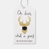 Oh, Hirsch, was für ein Jahr! Weihnachtsfeiertag Geschenkanhänger (Vorderseite)