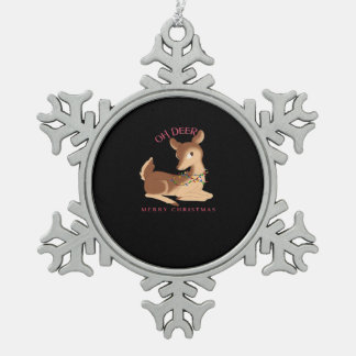 Oh Hirsch Weihnachten Modernes Design Schneeflocken Zinn-Ornament