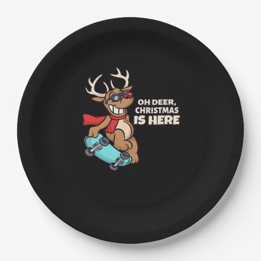 Oh Hirsch Weihnachtsfeier Urlaubsdesign Pappteller (Vorderseite)