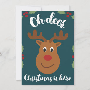 Oh Hirsch Weihnachtskarte, Lustiger süßer Pun Ador Feiertagskarte