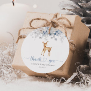 Oh Hirsch Winter Blau Junge Baby Shower Geschenkanhänger