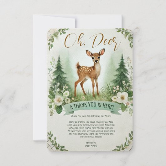 Oh, Hirsch! Woodland Baby Dusche Party Dankeskarte (Vorderseite)