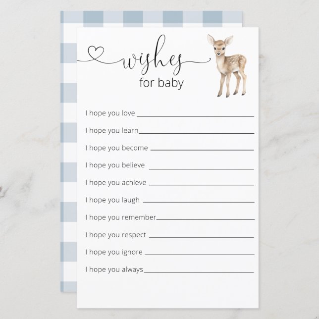 Oh, Hirsch-Woodland-Babydusche wünscht sich ein Ba (Vorne/Hinten)