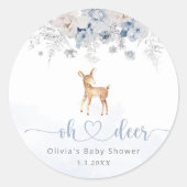 Oh Hirsche, blaue Junge Dusche Runder Aufkleber (Vorderseite)