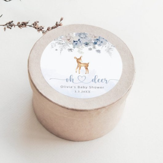 Oh Hirsche, blaue Junge Dusche Runder Aufkleber