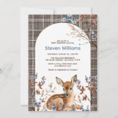 Oh Hirsche niedliche Wald rustikale Blumen Babydus Einladung (Vorderseite)