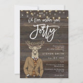 Oh Hirsche rustikale Holzleuchten 40. Geburtstag Einladung (Vorderseite)