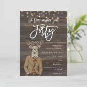 Oh Hirsche rustikale Holzleuchten 40. Geburtstag Einladung (Stehend Vorderseite)