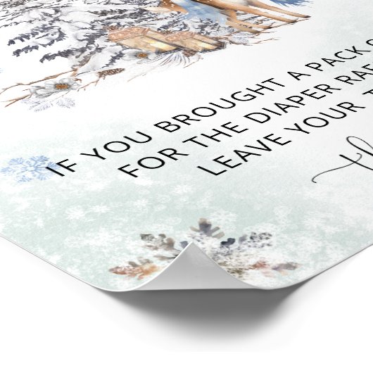 Oh Hirschtiere Waldtiere Winter Windel Raffle Poster (Ecke)