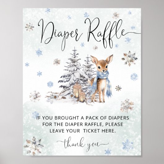 Oh Hirschtiere Waldtiere Winter Windel Raffle Poster (Vorne)