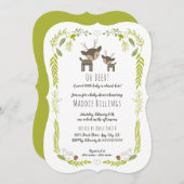 Oh Hirschwald Tierneutrale Babydusche Einladung (Vorne/Hinten)