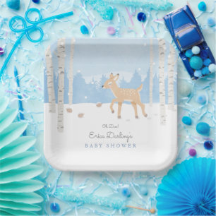 Oh Hirschwald Woodland Thema Winter Baby Dusche Pappteller