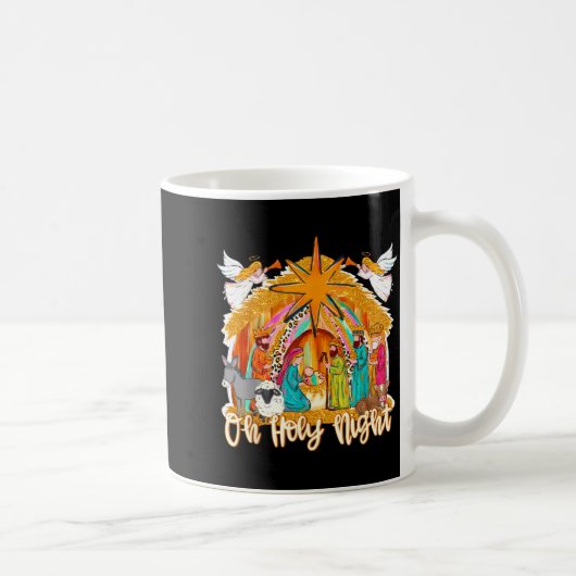 Oh Holy Night Christian Nativity Scene Christmas R Kaffeetasse (Rechts)