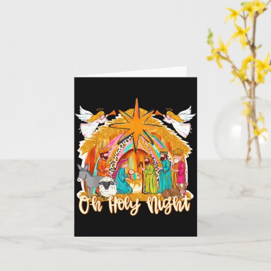 Oh Holy Night Christian Nativity Scene Christmas R Karte (Gelbe Blume)
