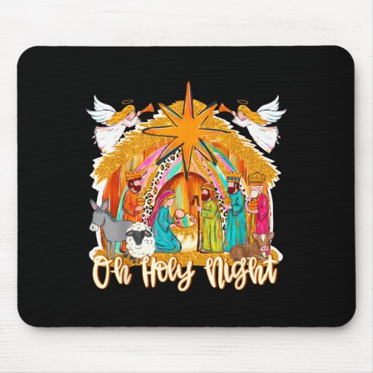 Oh Holy Night Christian Nativity Scene Christmas R Mousepad (Vorne)