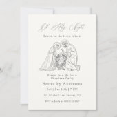 Oh Holy Night Christmas Minimal Nativity Line Einladung (Vorderseite)