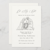 Oh Holy Night Christmas Minimal Nativity Line Einladung (Vorne/Hinten)