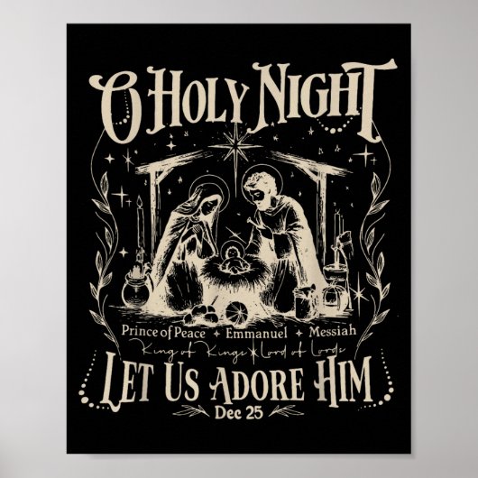 Oh Holy Night Let Us Adore Him Christmas Christian Poster (Vorne)