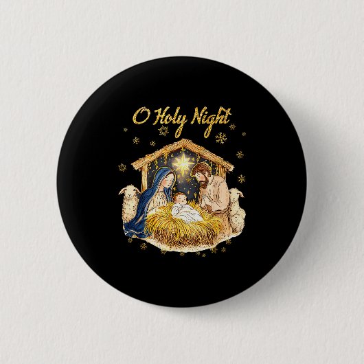 Oh Holy Night Religious Christmas Nativity Scene F Button (Vorderseite)