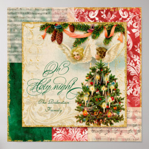Oh Holy Night Vintage Weihnachtsmusik Poster