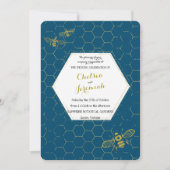 Oh Honey Bee Aquamarin Gold Custom Wedding Einladung (Vorderseite)