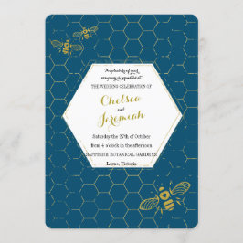 Oh Honey Bee Aquamarin Gold Custom Wedding Einladung