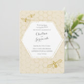 Oh Honey Bee Cream Gold Custom Wedding Einladung (Stehend Vorderseite)