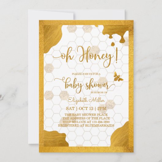 Oh Honey Mommy-to-Bee Baby Dusche Einladung (Vorderseite)