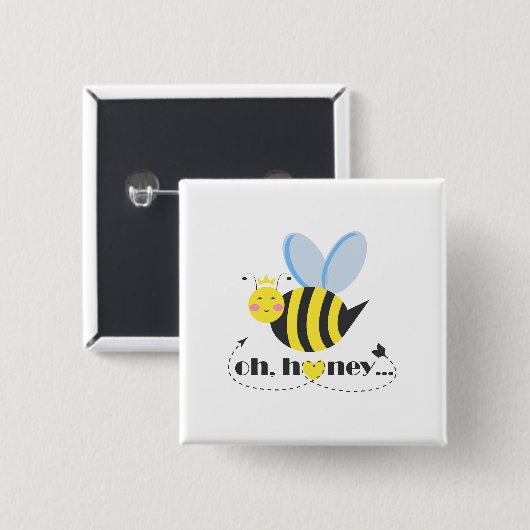 Oh Honey Valentines Queen Bee Charakter mit Tiara Button (Vorne & Hinten)