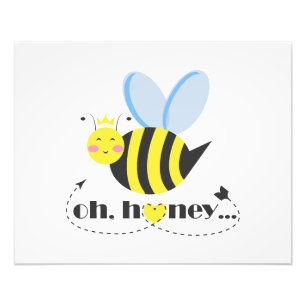 Oh Honey Valentines Queen Bee Charakter mit Tiara Fotodruck