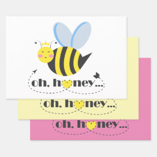 Oh Honey Valentines Queen Bee Charakter mit Tiara Geschenkpapier Set