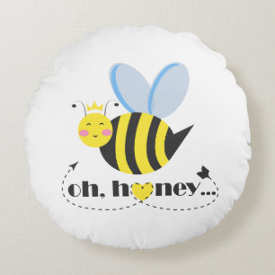 Oh Honey Valentines Queen Bee Charakter mit Tiara Rundes Kissen