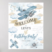 Oh How Time Flies Airplane Birthday Party Welcome Poster (Vorne)