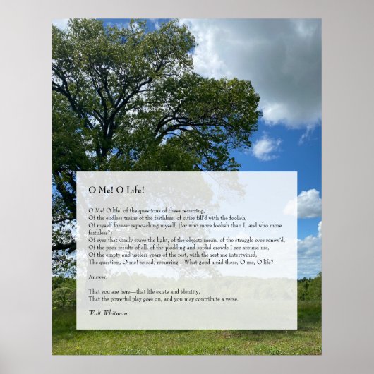 Oh, ich! Oh, das Leben! Walt Whitman Poem, Tree & Poster (Vorne)