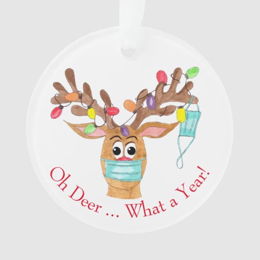 Oh, irre was für ein Jahr! Rudolph Face Masked Rei Ornament (Vorderseite)