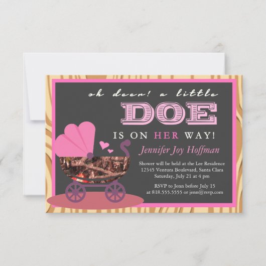 Oh ist Rotwild, eine kleine Damhirschkuh auf ihrer Einladung (Vorderseite)