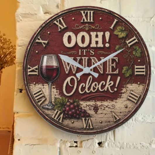 Oh! It's Wine O'Clock Große Wanduhr