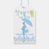 OH JA! Blue Silhouette Baby Sprinkle Geschenkanhänger (Rückseite)