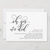 Oh ja, das taten wir, das moderne Hochzeitsessen u Einladung (Vorderseite)