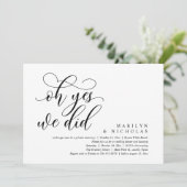 Oh ja, das taten wir, das moderne Hochzeitsessen u Einladung (Stehend Vorderseite)