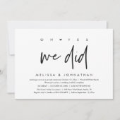 Oh ja, das taten wir, Hochzeitsempfang Dinner Danc Einladung (Vorderseite)