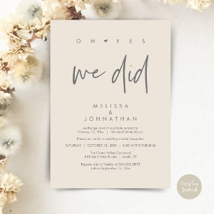 Oh ja, das taten wir, Hochzeitsempfang Dinner Danc Einladung