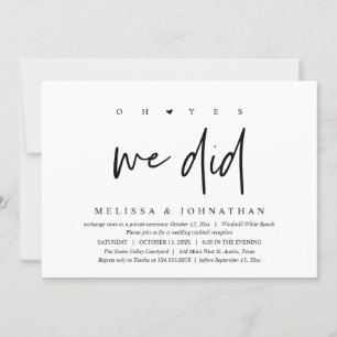 Oh ja, das taten wir, Hochzeitsempfang Dinner Danc Einladung
