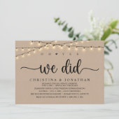 Oh ja, das taten wir, rustikale Hochzeitsfeier Einladung (Stehend Vorderseite)